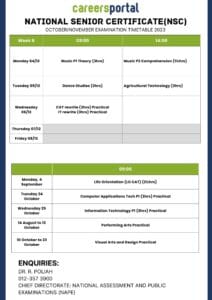 DOWNLOAD 2023 MATRIC TIMETABLE HERE 